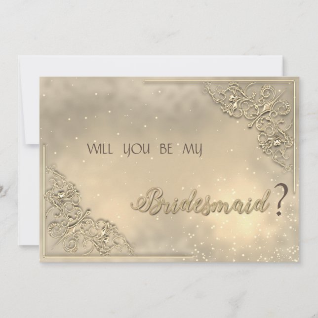 Elegant Chic Gold  Bridesmaid Card (Front)