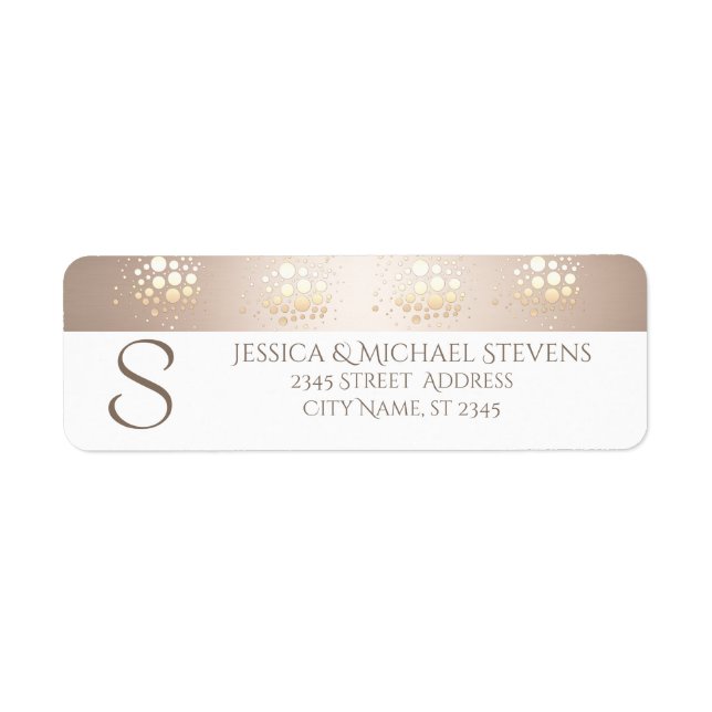 Elegant chic gold/bronze confetti monogram wedding label (Front)