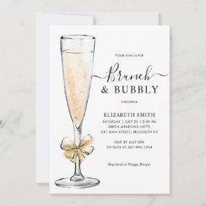Elegant Chic Gold Brunch and Bubbly Bridal Shower Invitation