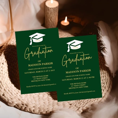 Elegant  Chic Gold Calligraphy Graduation Party Invitation