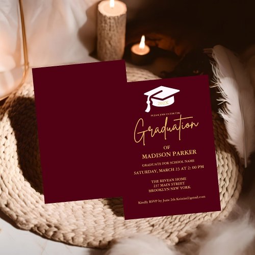 Elegant  Chic Gold Calligraphy Graduation Party Invitation