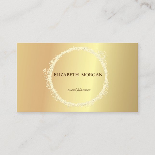 Elegant Chic  Gold Confetti Circle Business Card (Front)