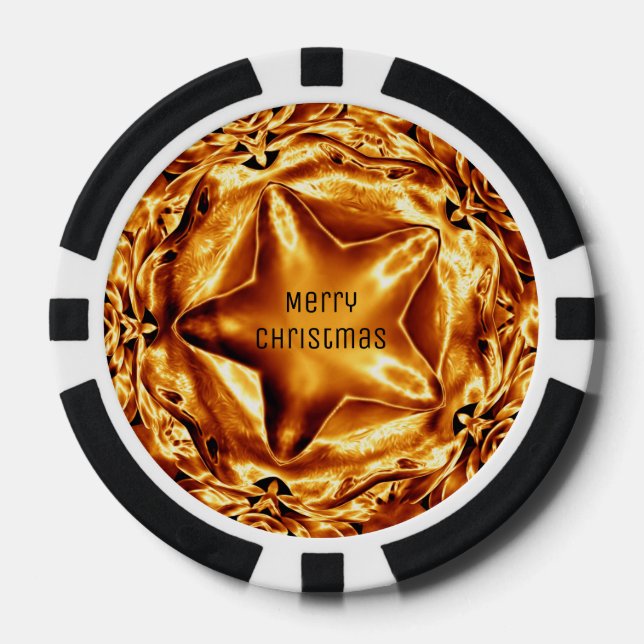 Elegant Chic Gold Copper Christmas Star Poker Chip (Front)