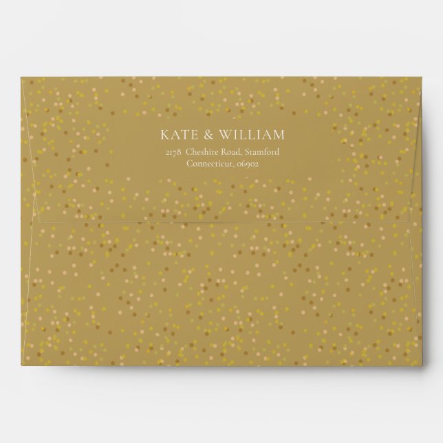 Elegant Chic Gold Dust Confetti Name Address Envelope (Back (Top Flap))