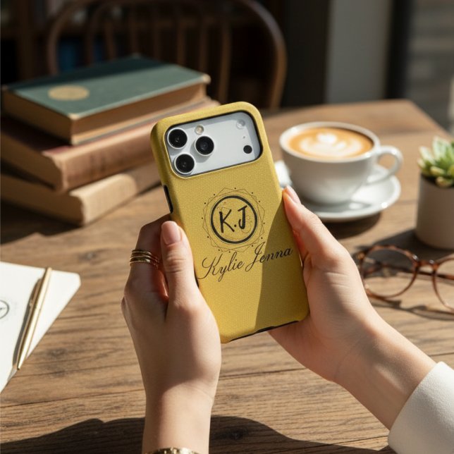 Elegant Chic Gold Faux Glitter Moon Monogram Name Case-Mate iPhone Case (Creator Uploaded)