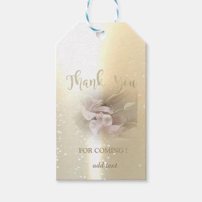 Elegant Chic Gold, Flower Thank You Gift Tags | Zazzle