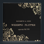 Elegant Chic Gold Flowers 3 Ring Binder<br><div class="desc">Elegant gold flowers on black background wedding planner.</div>