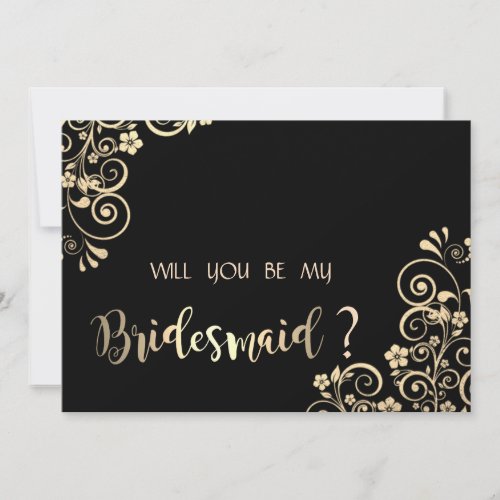 Elegant Chic Gold Flowers Bridesmaid Card