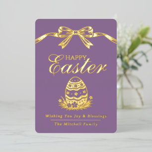 Elegant Chic Gold Foil Happy Easter Blessings Card
