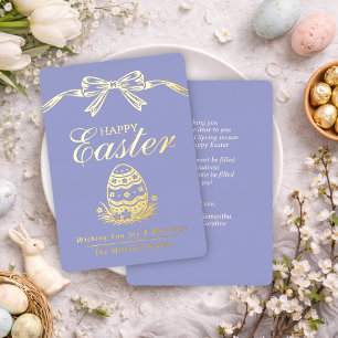 Elegant Chic Gold Foil Happy Easter Blessings Card