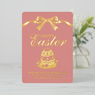 Elegant Chic Gold Foil Happy Easter Blessings Card