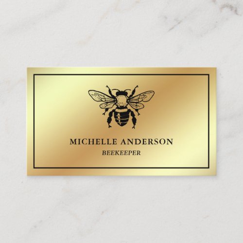 Elegant Chic Gold Foil Honey Bee Beekeeper Business Card