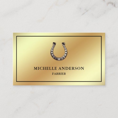 Elegant Chic Gold Foil Horseshoe Farrier Business Card