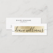 Elegant chic gold foil white modern event planner mini business card (Front/Back)