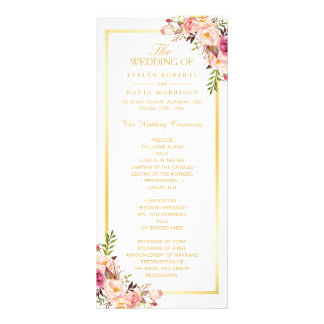 Elegant Chic Gold Frame Floral Wedding Program