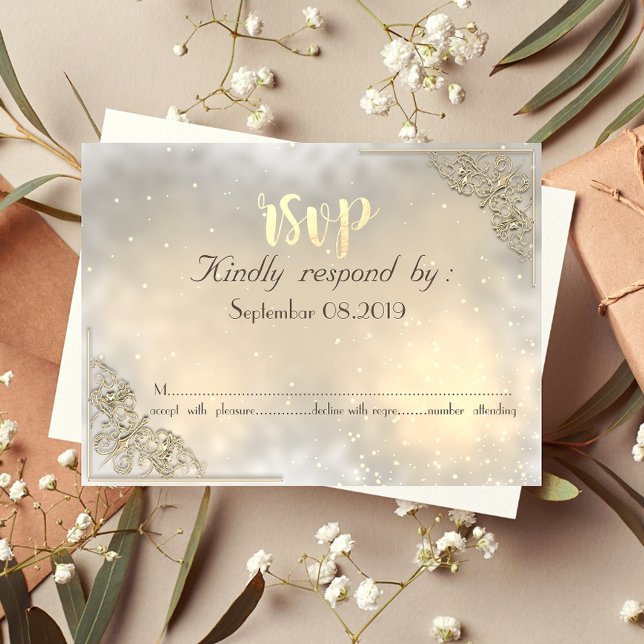 Elegant Chic Gold Frame  RSVP Card (Creator Uploaded)