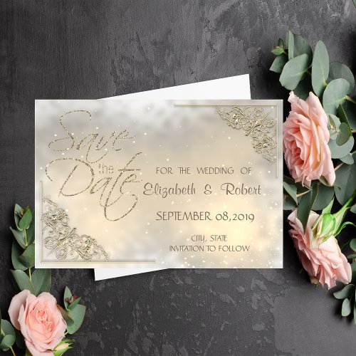 Elegant Chic Gold Frame Save The Date