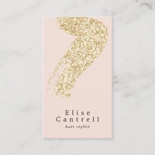 Elegant chic gold glitter brushstroke blush pink business card
