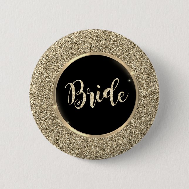 Elegant Chic Gold Glitter Button (Front)
