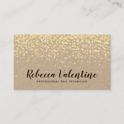 Elegant chic gold glitter confetti kraft minimal business card