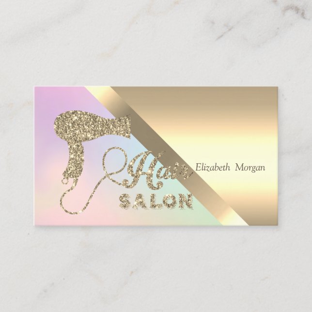 Elegant Chic Gold Glitter Hairdrye Business Card (Front)