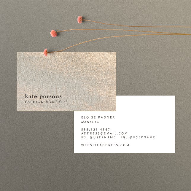 Elegant Chic Gold Glitter Linen Business Card (Creator Uploaded)
