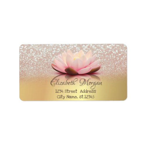 Elegant Chic Gold Glitter Ombre Bokeh Lotus Label