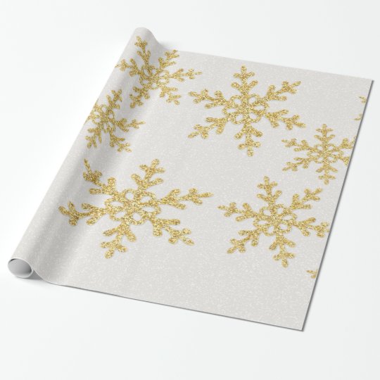 Glitter Christmas Wrapping Paper
 Elegant Chic Gold Glitter Snowflakes Holiday Wrapping Paper