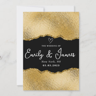 elegant chic gold glitter Wedding Invitation