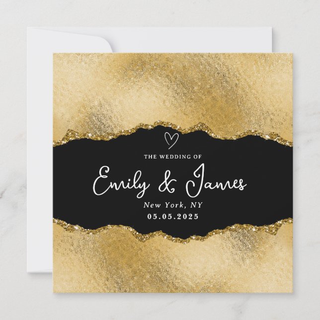elegant chic gold glitter Wedding Invitation (Front)
