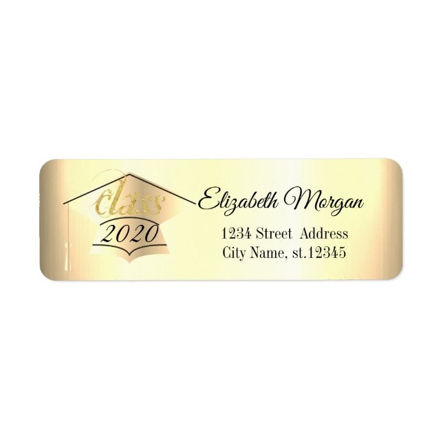 Elegant Chic Gold Graduation Cap Label (Front)