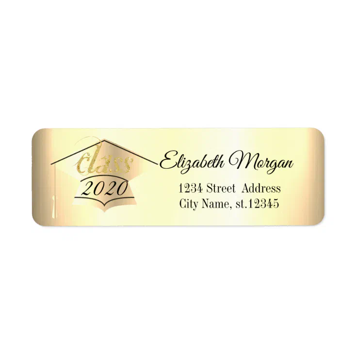 Elegant Chic Gold Graduation Cap Label | Zazzle