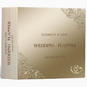 Elegant Chic Gold Hearts 3 Ring Binder
