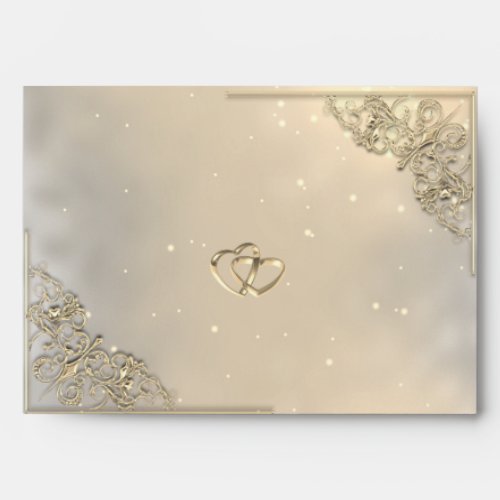 Elegant Chic Gold Hearts Wedding Envelope