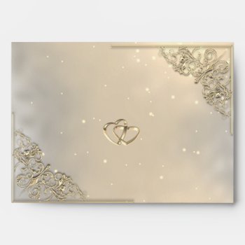 Elegant Chic Gold  Hearts Wedding Envelope by Biglibigli at Zazzle