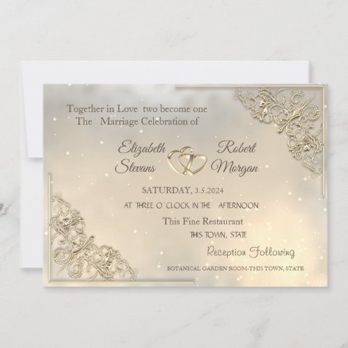 Elegant Chic Gold Hearts Wedding Invitation