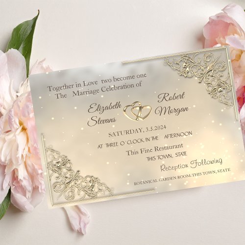 Elegant Chic Gold Hearts Wedding Invitation