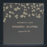 Elegant Chic Gold Leaves 3 Ring Binder<br><div class="desc">Elegant gold leaves on gray background wedding planner.</div>