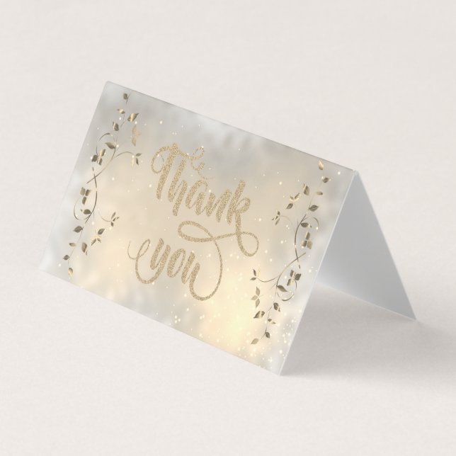 Elegant Chic Gold Leaves Thank You Card (Front)