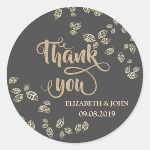 Elegant Chic Gold Leaves  Wedding Sticker