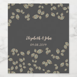 Elegant Chic Gold Leaves Wine Label | Zazzle