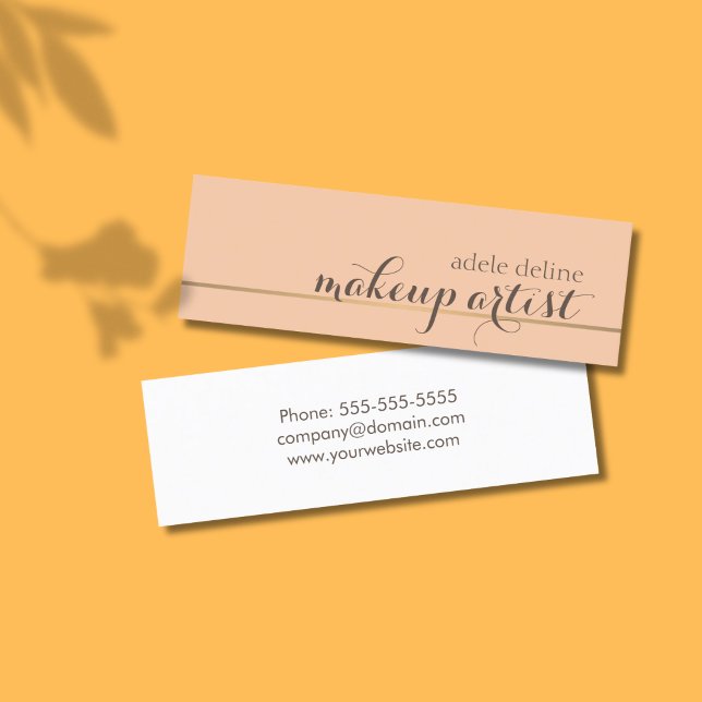 Elegant Chic Gold Line Makeup Artist Mini Business Card (Creator Uploaded)