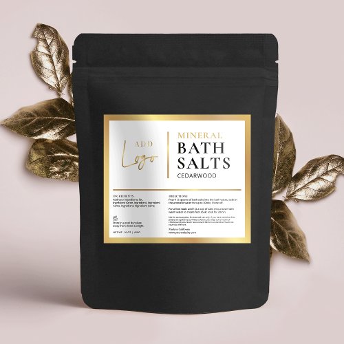 Elegant Chic Gold Logo Waterproof Bath Salts Label