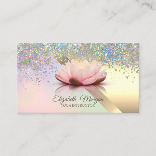 Elegant Chic Gold Lotus Confetti Business Card