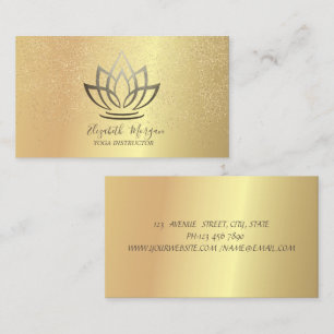 Elegant Chic Gold Lotus Confetti Yoga Instructor Business Card
