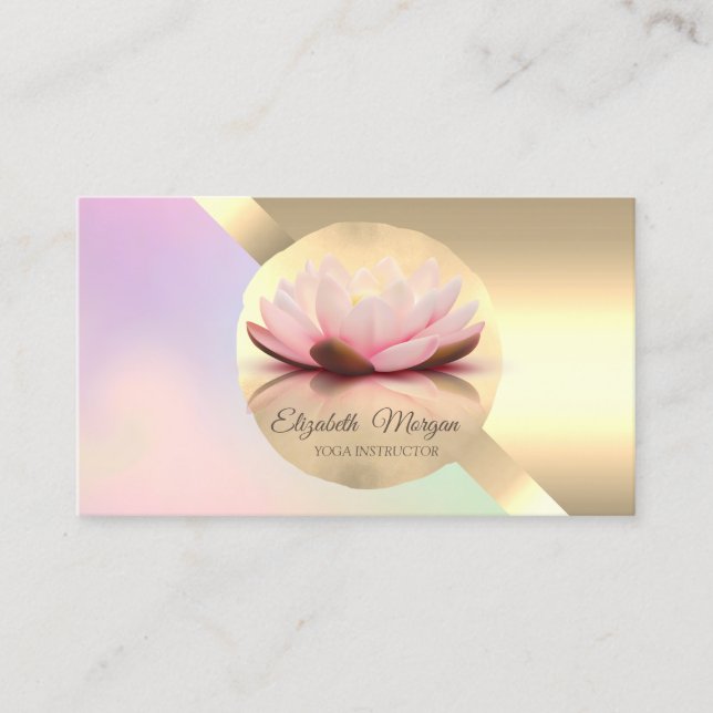 Elegant Chic Gold Lotus Flower Geometric Business Card (Front)