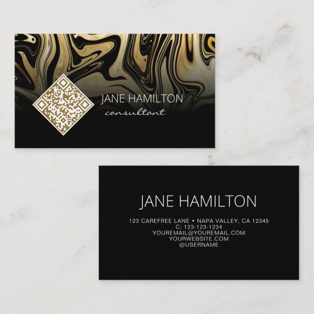 Elegant Chic Gold Marble Business Card (Front/Back)