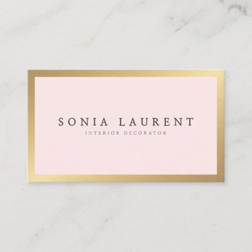 Elegant chic gold metallic blush pink minimalist business card
