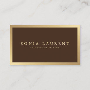 Elegant chic gold metallic dark brown minimalist business card