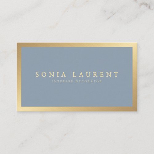 Elegant chic gold metallic dusty blue minimalist business card